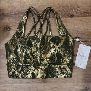 BuffBunny Collection Revolution Longline Sports Bra - Green Metallic Viper Print